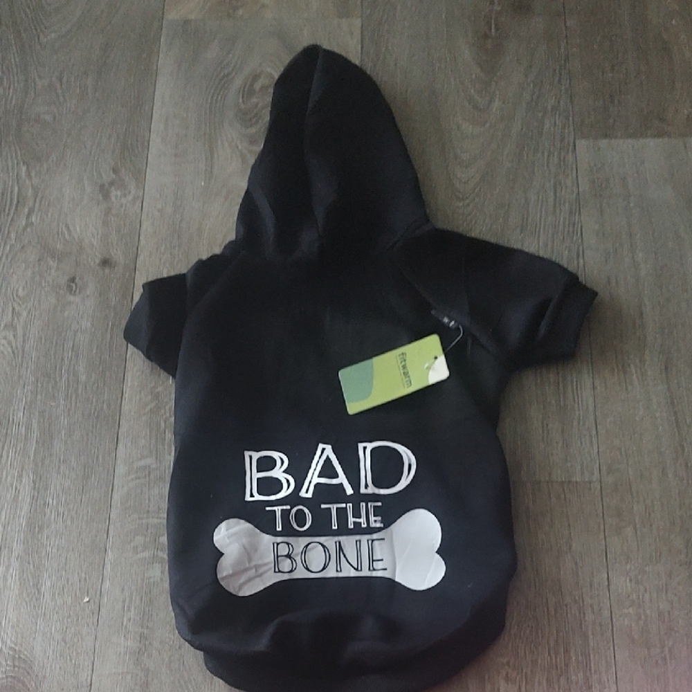 Black Dog Hoodie with 'Bad to the Bone' Print